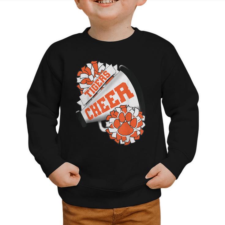 Tigers Cheerleading Back To School Cheer Team Spirit Orange Graphic Toddler Sweatshirt Tigers Cheerleading Back To School Cheer Team Spirit Orange Graphic Toddler Sweatshirt
