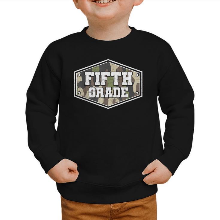 Vintage Fifth Grade Old Camo Back To School Boys 5th Grade Graphic Toddler Sweatshirt