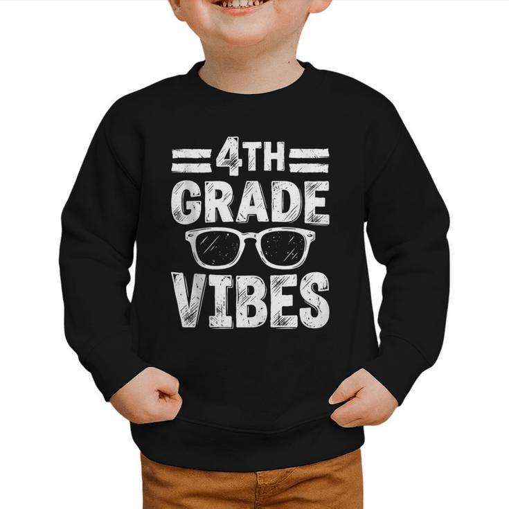 Vintage Fourth 4TH Grade Vibes Back To School First Day Kids Graphic Toddler Sweatshirt