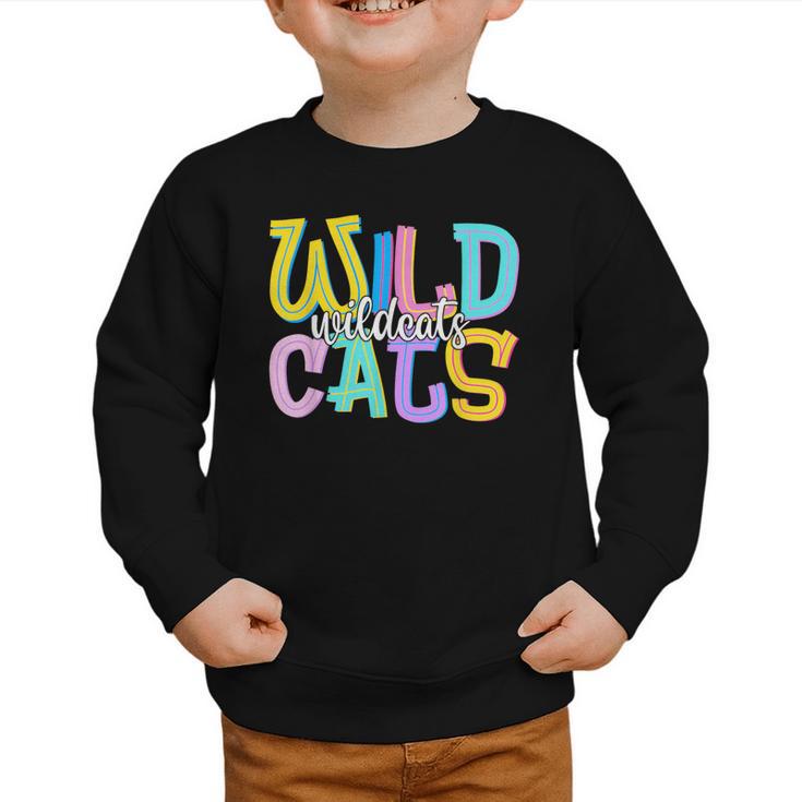 Wildcats School Spirit Groovy Back To School Girls Graphic Toddler Sweatshirt