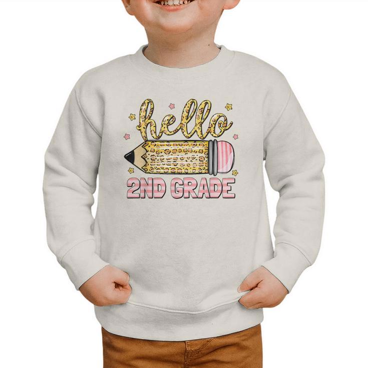 Back To School Hello Second 2nd Grade Leopard Pencil Girl Graphic Toddler Sweatshirt