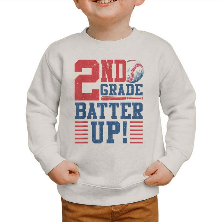 Baseball Second Grade Back To School 2nd Grade Batter Up Graphic Toddler Sweatshirt Baseball Second Grade Back To School 2nd Grade Batter Up Graphic Toddler Sweatshirt
