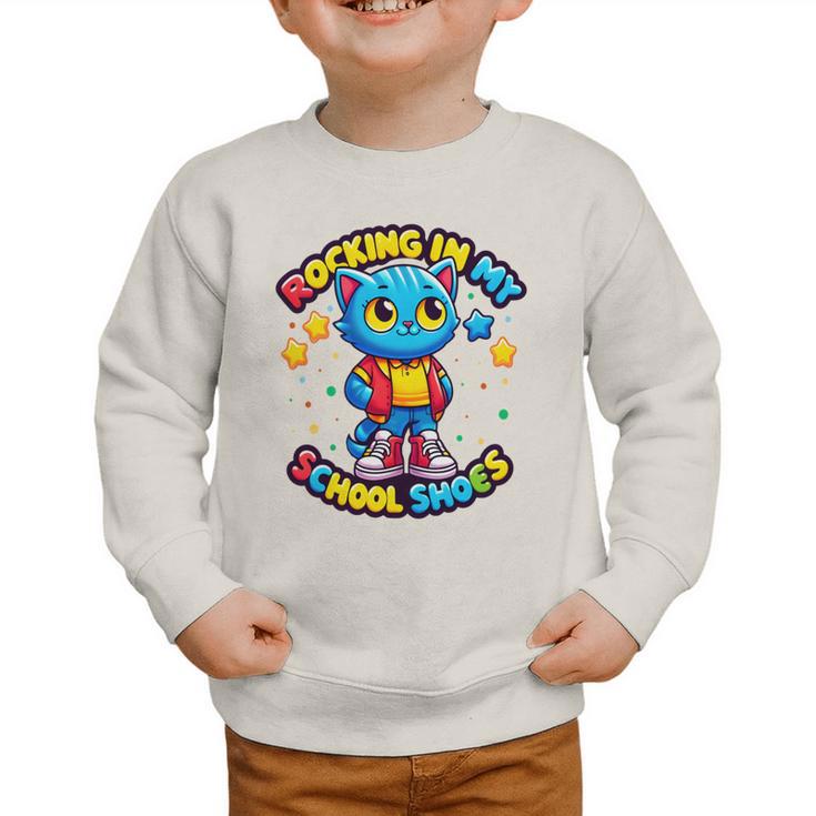 Cat Rocking In My School Shoes Fun Back To School Kids Boys Performance Graphic Toddler Sweatshirt Cat Rocking In My School Shoes Fun Back To School Kids Boys Performance Graphic Toddler Sweatshirt