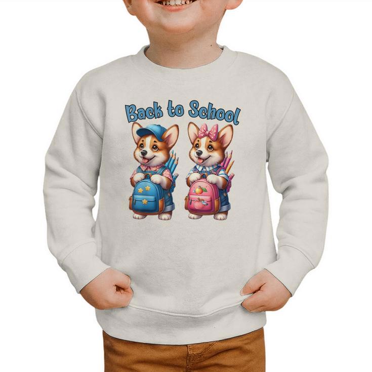 Corgi Dog Student To School Happy Back To School Graphic Toddler Sweatshirt