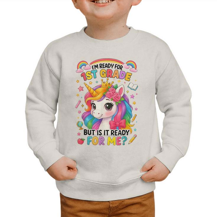Crush First Grade Girls Back To School Unicorn First Day Graphic Toddler Sweatshirt