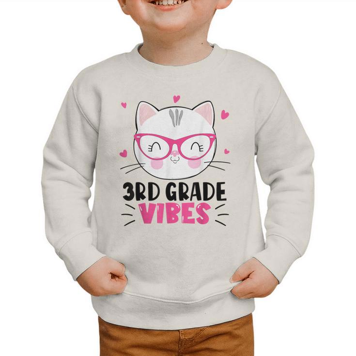 Cute 3rd Grade Vibes Cat Kitten Lover Back To School Girls Graphic Toddler Sweatshirt