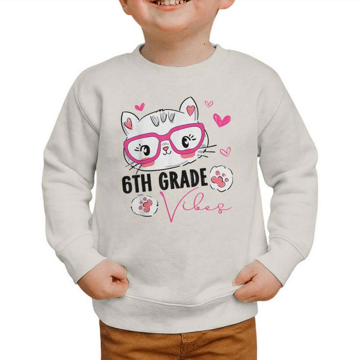 Cute 6th Grade Vibes Cat Kitten Lover Back To School Girls Graphic Toddler Sweatshirt