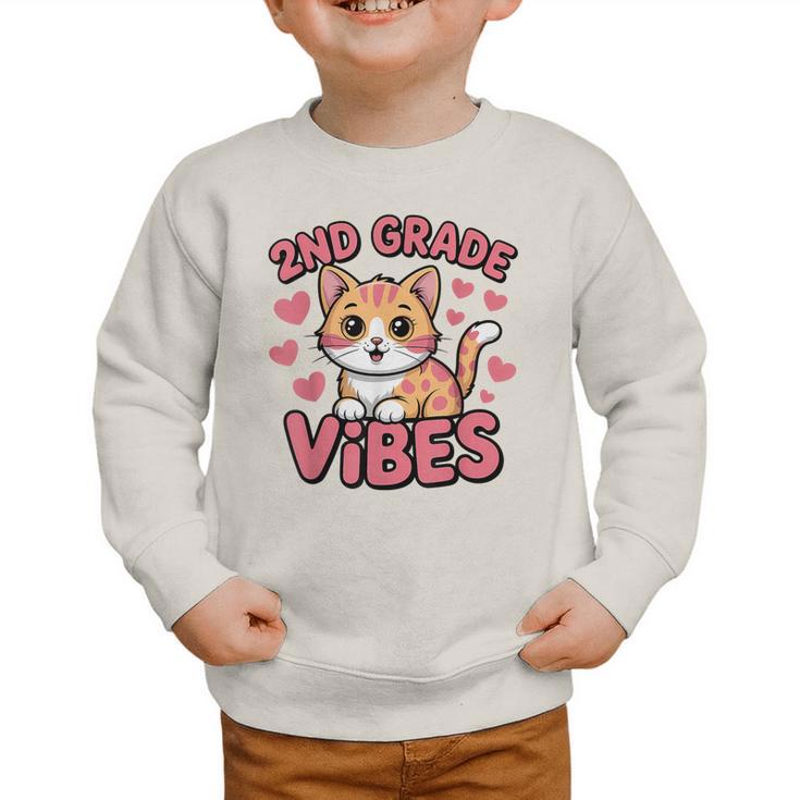 Cute Cat 2nd Grade Vibes Back To School Second Grade Girls Graphic Toddler Sweatshirt Cute Cat 2nd Grade Vibes Back To School Second Grade Girls Graphic Toddler Sweatshirt