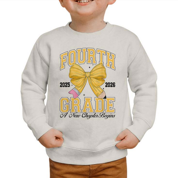Fourth Grade Back To School First Day Pencil Bow 2025 Girls Graphic Toddler Sweatshirt Fourth Grade Back To School First Day Pencil Bow 2025 Girls Graphic Toddler Sweatshirt