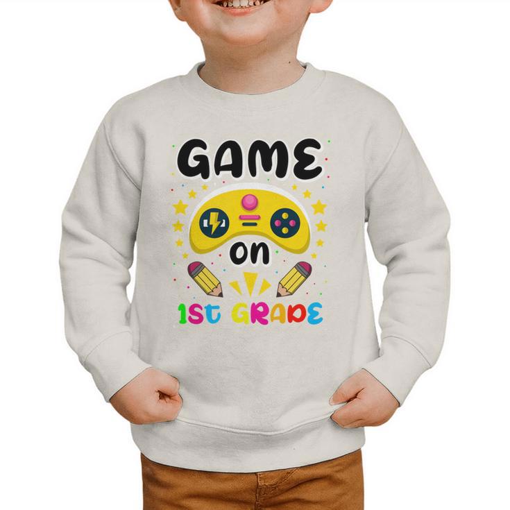 Game On 1st Grade Cute Video Gamer Back To School 2026 Kids Graphic Toddler Sweatshirt