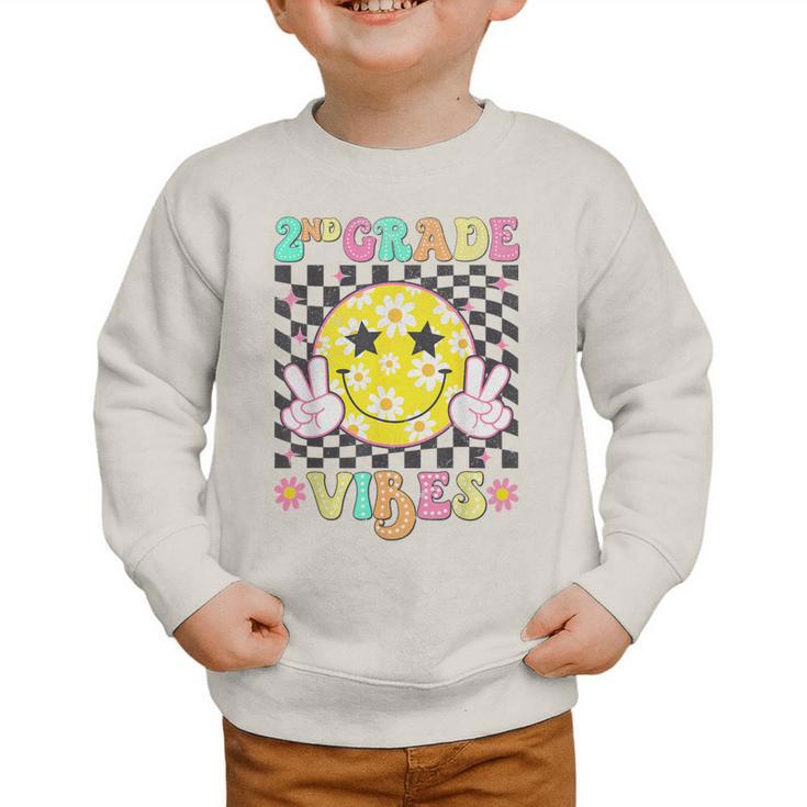Girls 2nd Grade Vibes Smile Face Back To School Second Grade Graphic Toddler Sweatshirt Girls 2nd Grade Vibes Smile Face Back To School Second Grade Graphic Toddler Sweatshirt