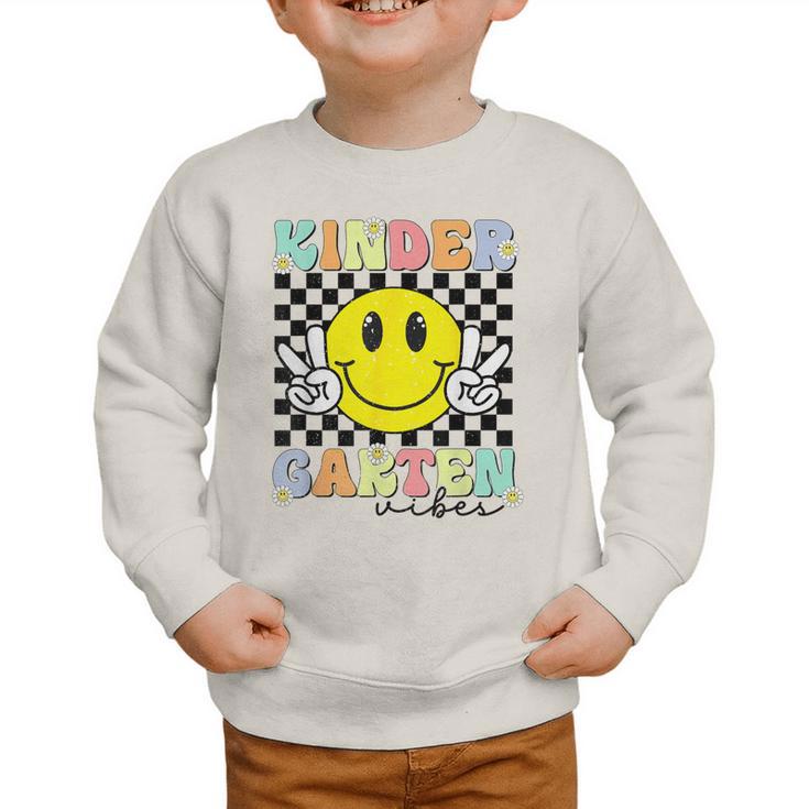 Girls Kindergarten Vibes Smile Face Back To School Kinder Graphic Toddler Sweatshirt