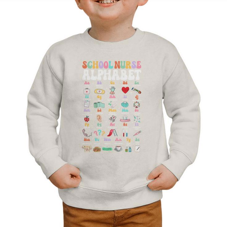 Groovy Cute ABC School Nurse Alphabet Back To School Women Graphic Toddler Sweatshirt Groovy Cute ABC School Nurse Alphabet Back To School Women Graphic Toddler Sweatshirt