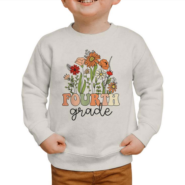 Groovy Fourth Grade Wildflowers Back To School 4th Grade Graphic Toddler Sweatshirt