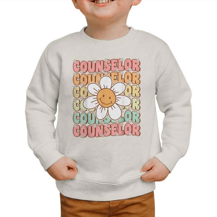Groovy School Counselor Cute Daisy Flower Back To School Graphic Toddler Sweatshirt Groovy School Counselor Cute Daisy Flower Back To School Graphic Toddler Sweatshirt