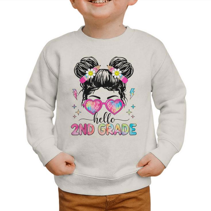 Hello 2nd Grade Messy Bun Back To School First Day Girl Kids Graphic Toddler Sweatshirt Hello 2nd Grade Messy Bun Back To School First Day Girl Kids Graphic Toddler Sweatshirt