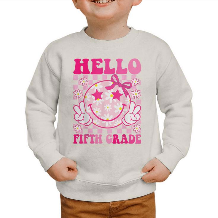 Hello Fifth Grade Coquette Bow Back To School 5th Grade Girl Graphic Toddler Sweatshirt Hello Fifth Grade Coquette Bow Back To School 5th Grade Girl Graphic Toddler Sweatshirt