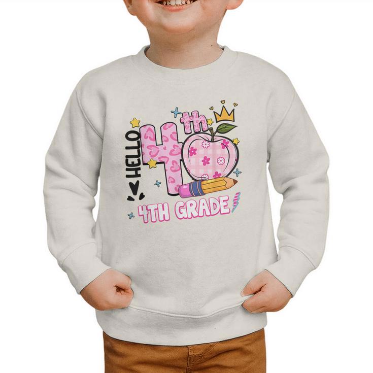 Hello Fourth 4th Grade Leopard Tie Dye Girl Back To School Graphic Toddler Sweatshirt Hello Fourth 4th Grade Leopard Tie Dye Girl Back To School Graphic Toddler Sweatshirt