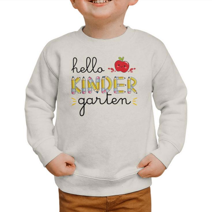 Hello Kindergarten Back To School Cute First Day Kids School Graphic Toddler Sweatshirt Hello Kindergarten Back To School Cute First Day Kids School Graphic Toddler Sweatshirt