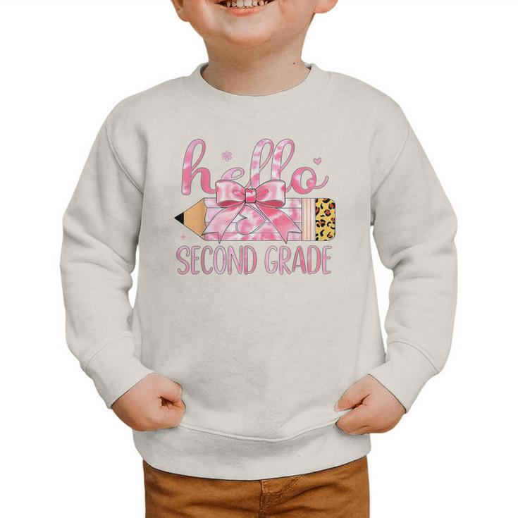 Hello Second Grade Pencil Tie Dye Coquette Back To School Graphic Toddler Sweatshirt Hello Second Grade Pencil Tie Dye Coquette Back To School Graphic Toddler Sweatshirt