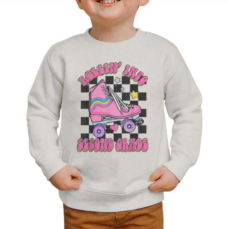 Kids Back To School Skating Rollin Into Second 2nd Grade Graphic Toddler Sweatshirt Kids Back To School Skating Rollin Into Second 2nd Grade Graphic Toddler Sweatshirt