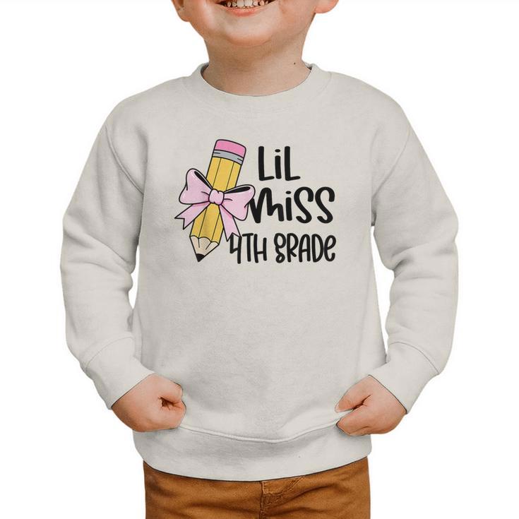 Lil Miss 4th Grade Coquette Bow Pencil Back To School Girls Graphic Toddler Sweatshirt Lil Miss 4th Grade Coquette Bow Pencil Back To School Girls Graphic Toddler Sweatshirt