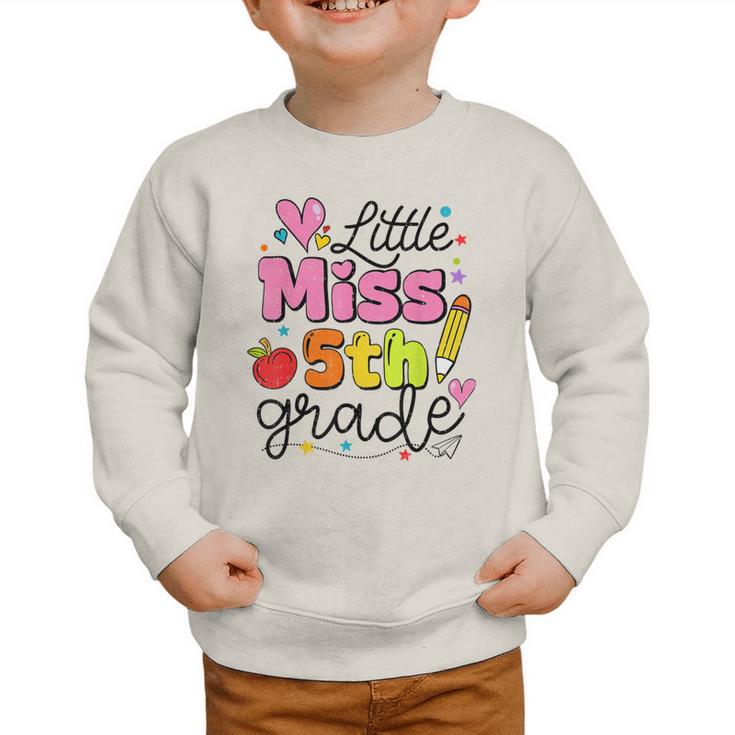 Little Miss 5th Grade Back To School Cute Fifth Grade Girls Graphic Toddler Sweatshirt