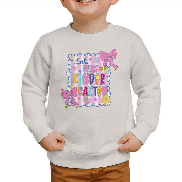 Little Miss Kindergarten Kids Girls Coquette Back To School Graphic Toddler Sweatshirt Little Miss Kindergarten Kids Girls Coquette Back To School Graphic Toddler Sweatshirt