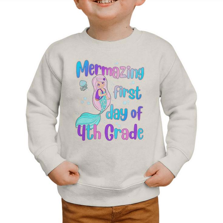 Mermazing First Day Of Fourth Grade Back To School Mermaid Premium Tri-Blend Graphic Toddler Sweatshirt