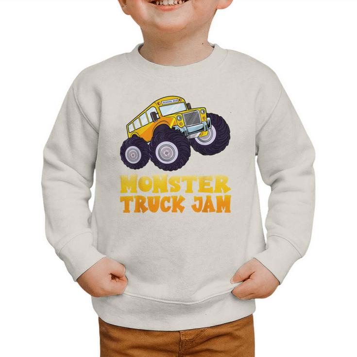 Monster Truck Jam School Bus Yellow Back To School Toddlers Graphic Toddler Sweatshirt Monster Truck Jam School Bus Yellow Back To School Toddlers Graphic Toddler Sweatshirt