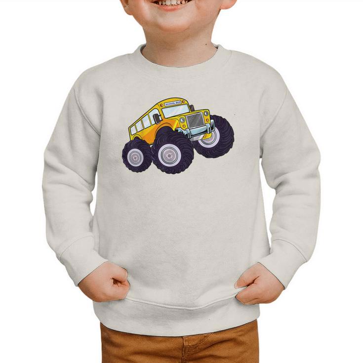 Monster Truck School Bus Yellow Back To School Kids Toddler Graphic Toddler Sweatshirt
