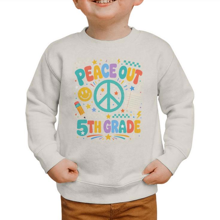 Peace Out 5th Grade Retro Back To School Students Graphic Toddler Sweatshirt Peace Out 5th Grade Retro Back To School Students Graphic Toddler Sweatshirt