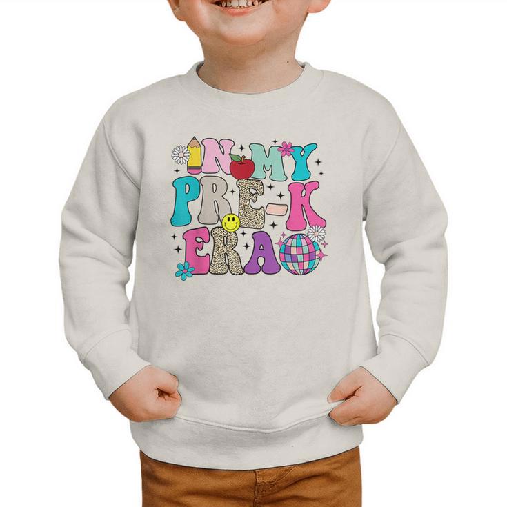 In My Pre-K Era Back To School Retro Groovy Preschool Graphic Toddler Sweatshirt