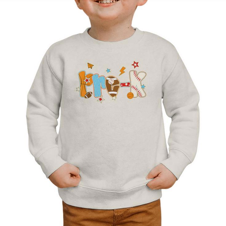 Pre K Preschool Football Basketball Baseball Back To School Graphic Toddler Sweatshirt Pre K Preschool Football Basketball Baseball Back To School Graphic Toddler Sweatshirt