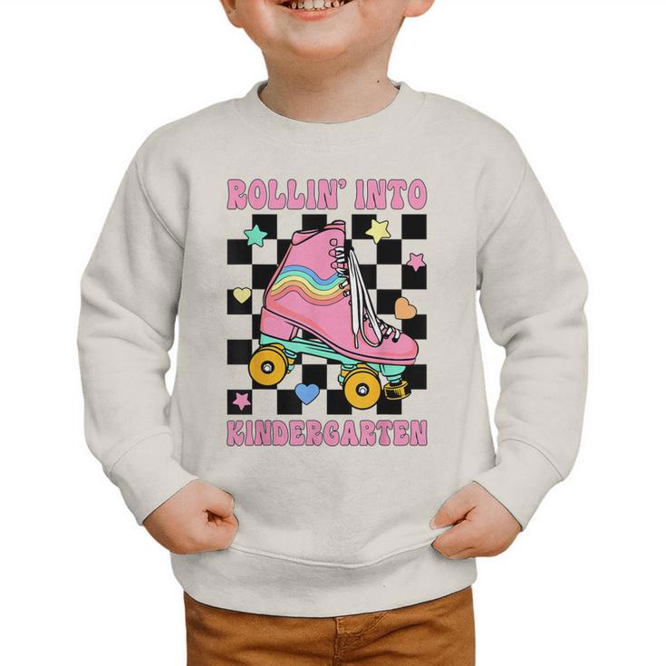 Rolling Into Kindergarten Roller Skating Girl Back To School Graphic Toddler Sweatshirt