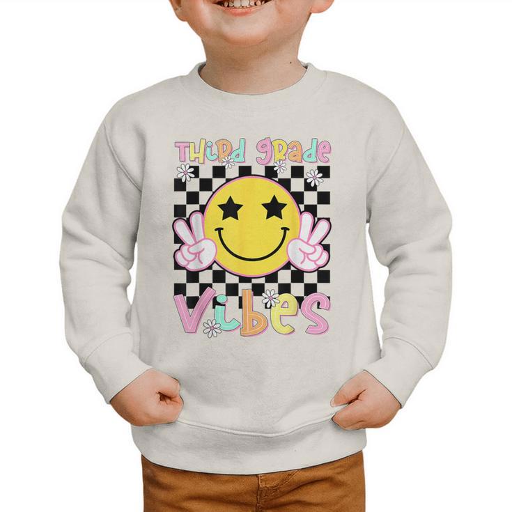 Third Grade Vibes Groovy Smile Face Back To School Girl Kid Graphic Toddler Sweatshirt Third Grade Vibes Groovy Smile Face Back To School Girl Kid Graphic Toddler Sweatshirt