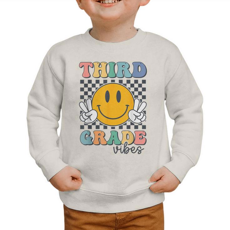 Third Grade Vibes Retro Smile Back To School 3rd Grade Team Graphic Toddler Sweatshirt Third Grade Vibes Retro Smile Back To School 3rd Grade Team Graphic Toddler Sweatshirt