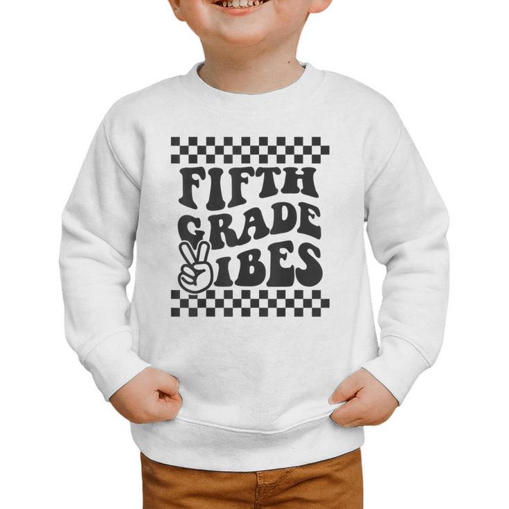 1st Day Of 5th Grade Vibes Retro Girls Back To School Boys Graphic Toddler Sweatshirt