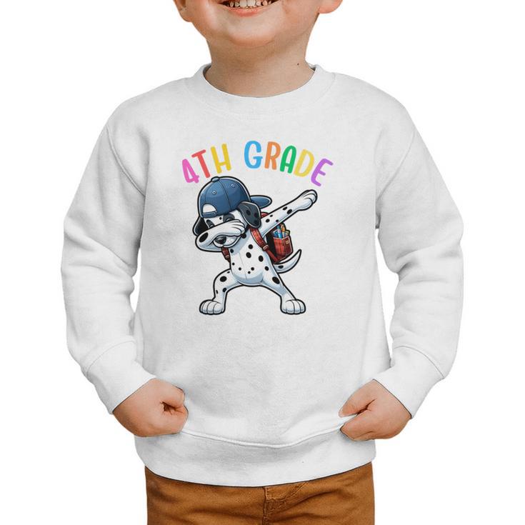 4th Grade Crew Dalmatian Dog Dabbing Back To School Premium Tri-Blend Graphic Toddler Sweatshirt