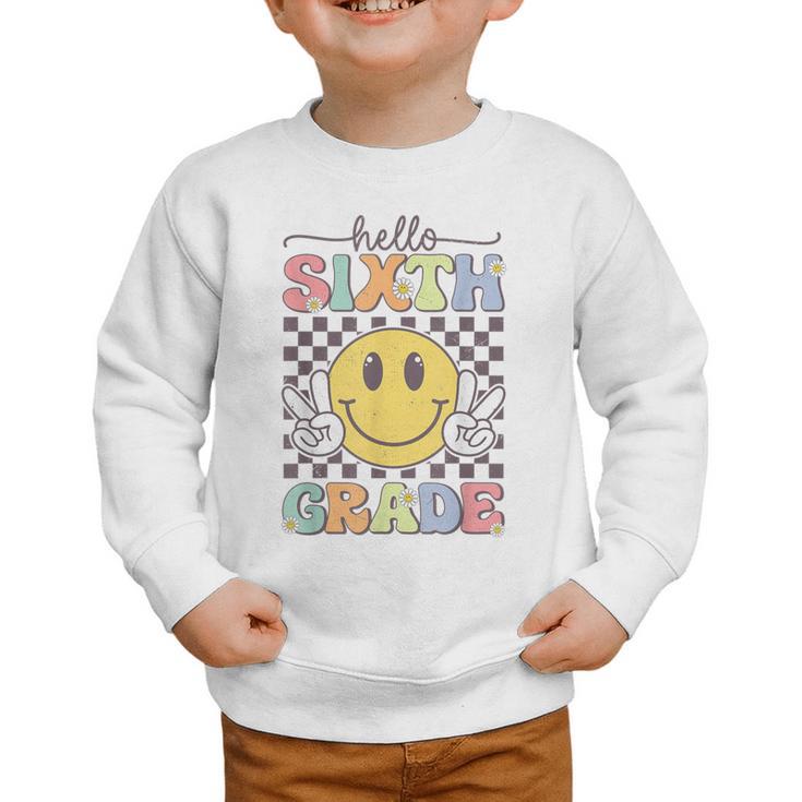 6th Grade Team Back To School Hello Sixth Grade Smile Face Graphic Toddler Sweatshirt