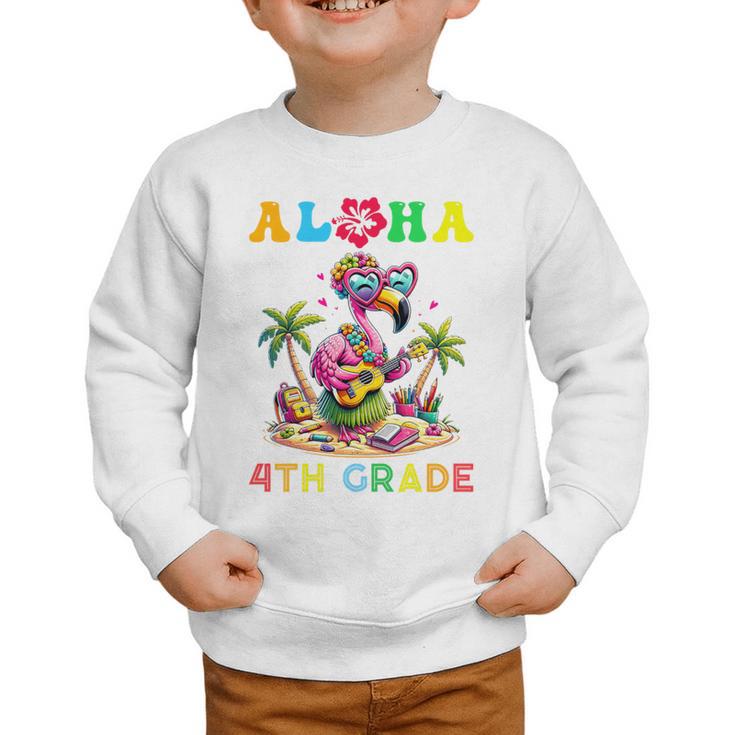 Aloha Fourth Grade Flamingo Hawaii Back To School Kids Girl Premium Tri-Blend Graphic Toddler Sweatshirt