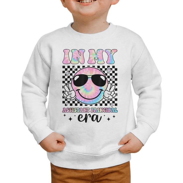 In My Assistant Principal Era Groovy Tie Dye Back To School Graphic Toddler Sweatshirt
