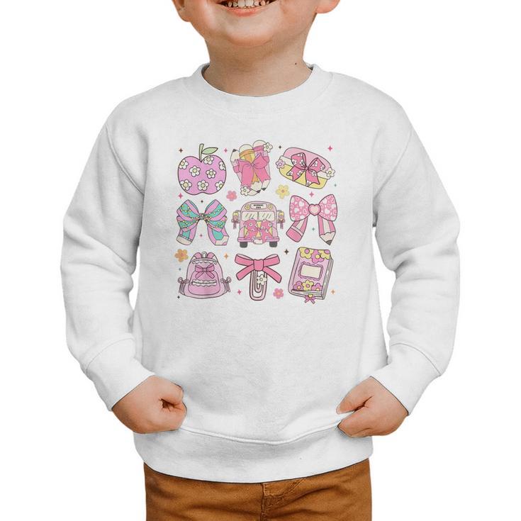 Back To School Coquette Bow Pencil School Students Girls Graphic Toddler Sweatshirt