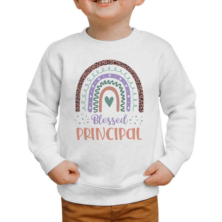 Blessed Principal Back To School Boho Rainbow Premium Tri-Blend Graphic Toddler Sweatshirt