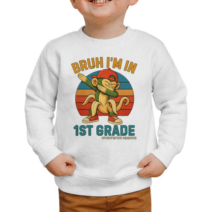 Bruh I’m In 1st Grade Italian Brainrot Meme Back To School Premium Tri-Blend Graphic Toddler Sweatshirt