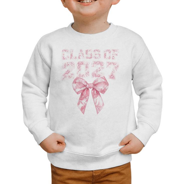 Class Of 2027 Preppy Coquette Bow Back To School Graduation Premium Tri-Blend Graphic Toddler Sweatshirt
