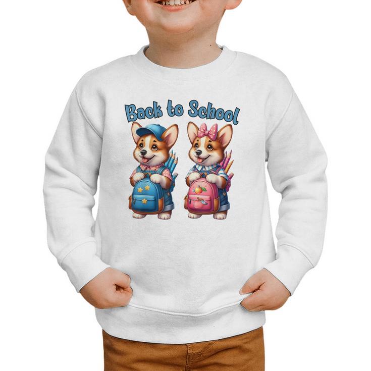 Corgi Dog Student To School Happy Back To School Graphic Toddler Sweatshirt