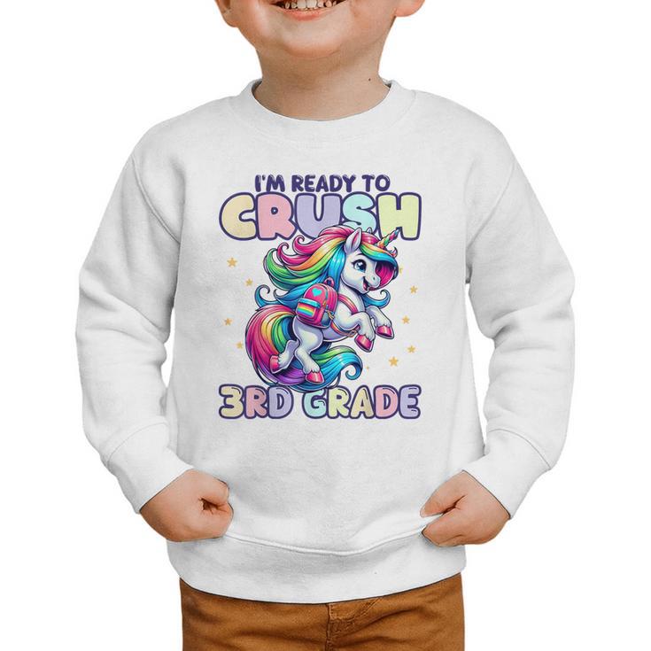 Crush 3rd Grade Girls Back To School Unicorn First Day Cute Graphic Toddler Sweatshirt