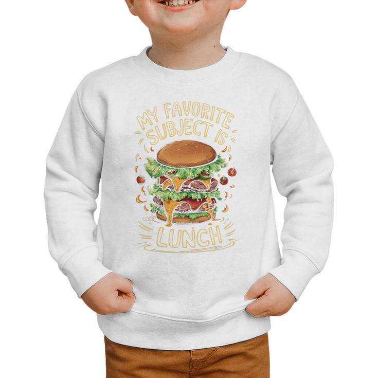My Favorite Subject Is Lunch Hamburger Back To School Premium Tri-Blend Graphic Toddler Sweatshirt
