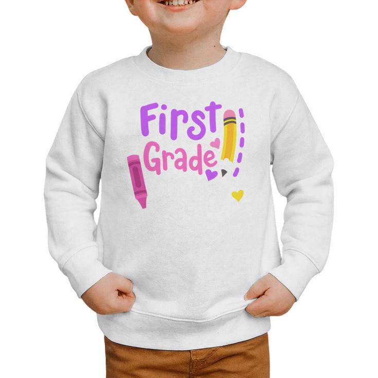 First Grade Diva Welcome Back To School 1st Grade Kids Performance Graphic Toddler Sweatshirt